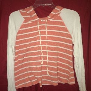 Coral Stripped Hoodie Sweater